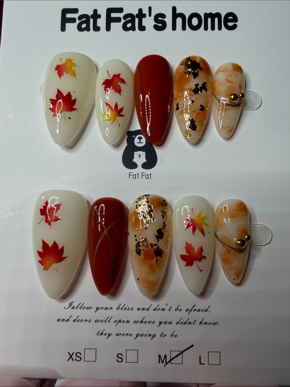 Fat Fat Fall Maple Nail Art Set โ White, Red, Cream, Brown